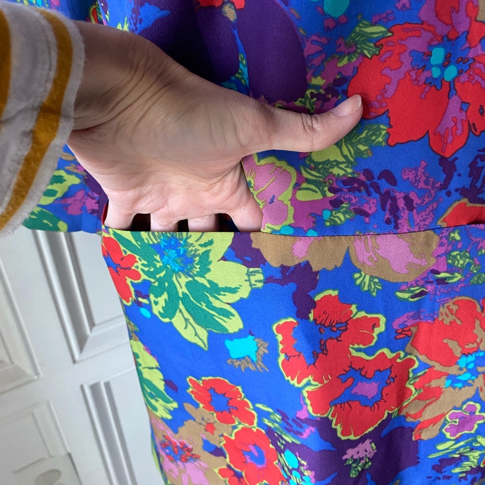 ❌SOLD❌ JCREW JULES BRIGHT FLORAL SHIFT DRESS SIZE 0 POCKETS - Picture 3 of 9